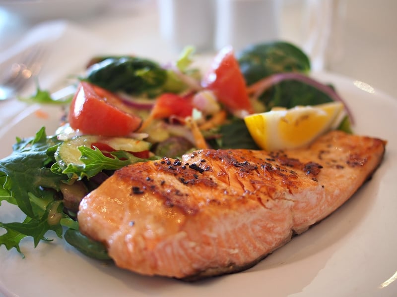 Salmon with Kale and Walnut Pesto